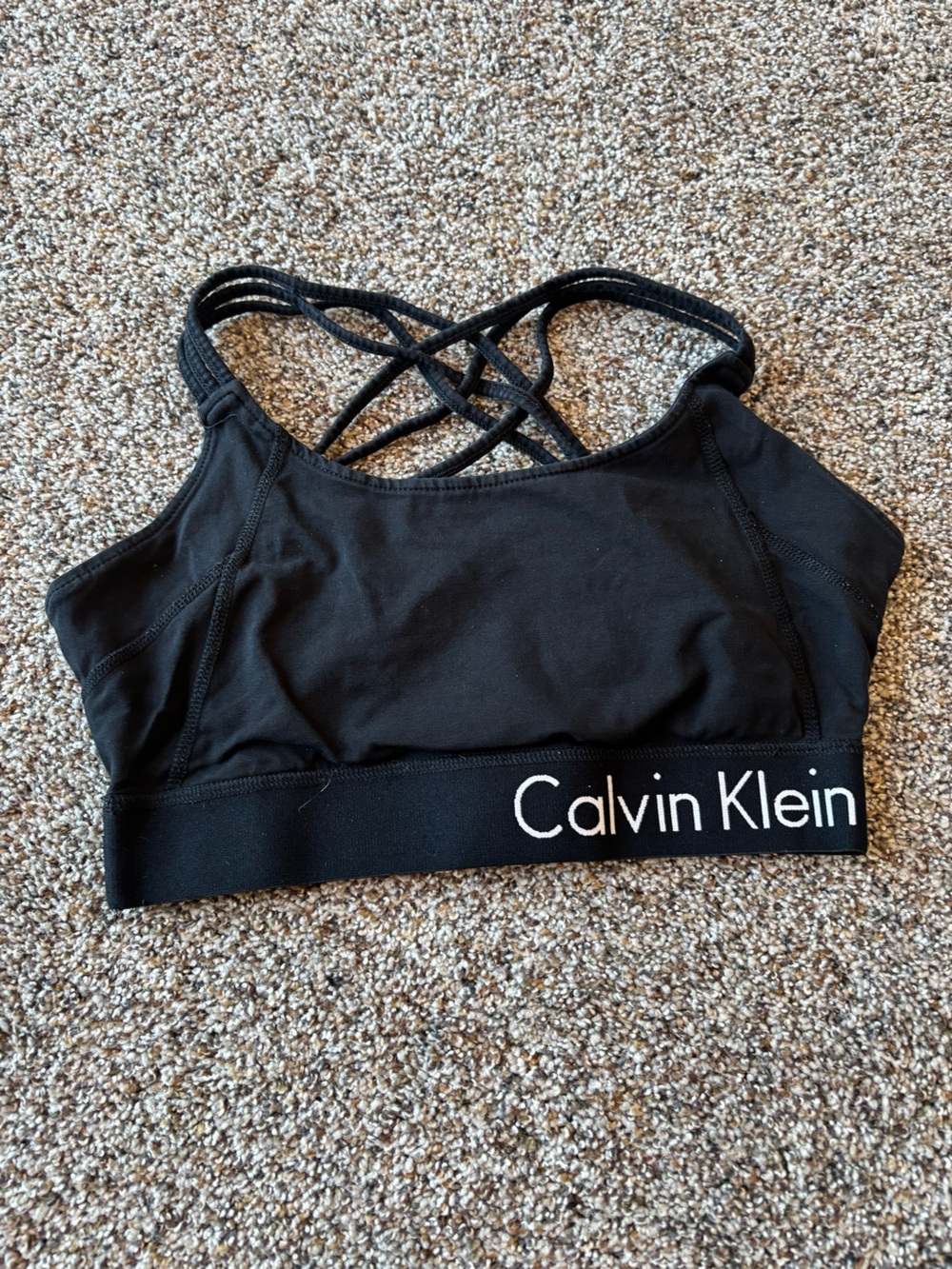 Calvin Klein Performance Strappy Sports Bra Black Size Medium